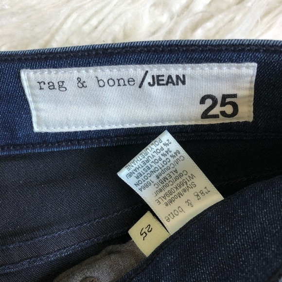 RAG & BONE Women’s High Rise Ankle Skinny Alembic Blue Raw Hem Jeans EUC Size 25 - Picture 8 of 10